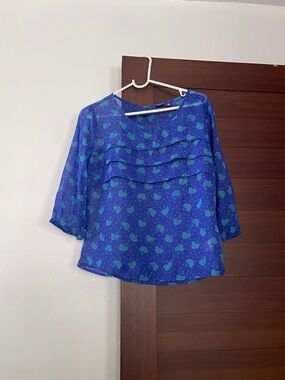 Hello Kitty Vintage Blue  Tiered Ruffle Blouse